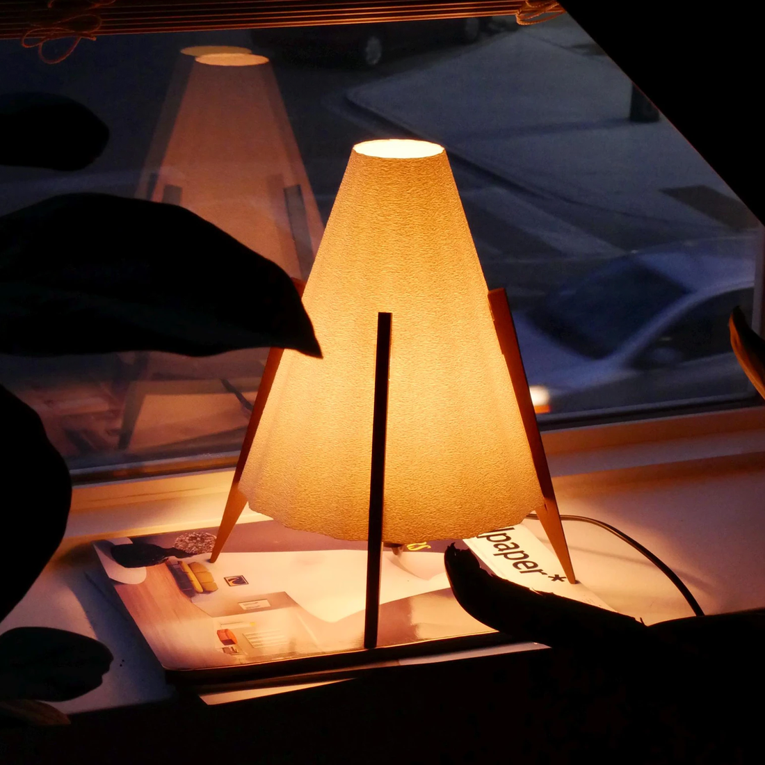 Tripod Supported Conical Shade Desk Lamp, Minimalist Tapered Shade Ambient Light For Relaxing Indoor Atmosphere