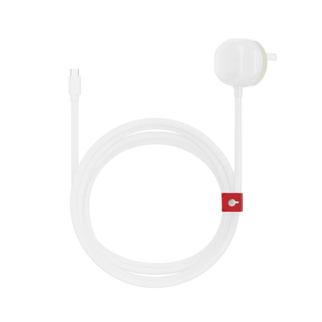 Integrated USB-C Wall Charging Assembly, 30W PD Fast Power Supply With Attached Tangle Resistant Connecting Cord
