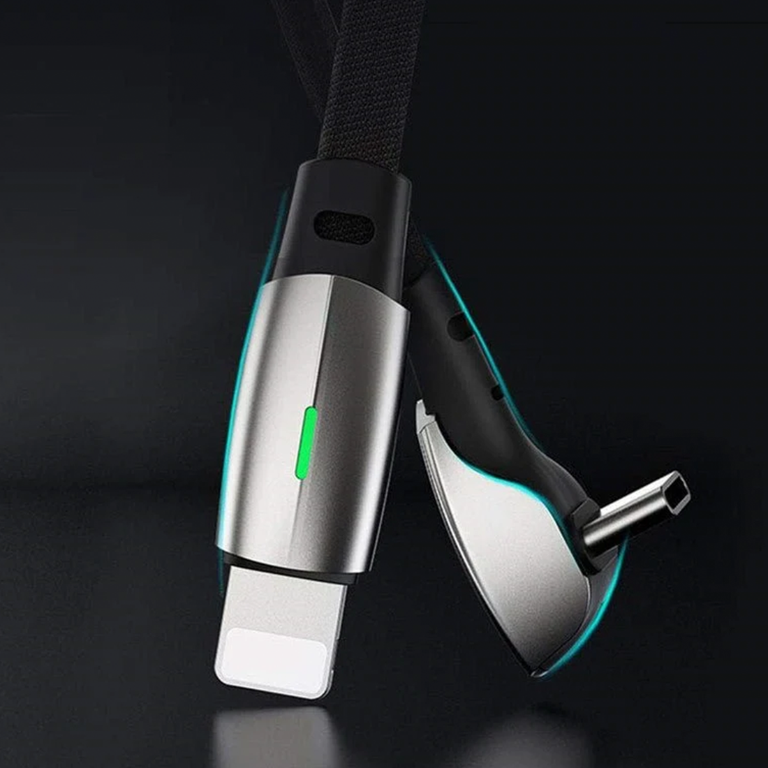 Tangle-Free Retractable Fast Charging Cord, Illuminated Tip Data Transfer Cable For In-Vehicle Daily Usage