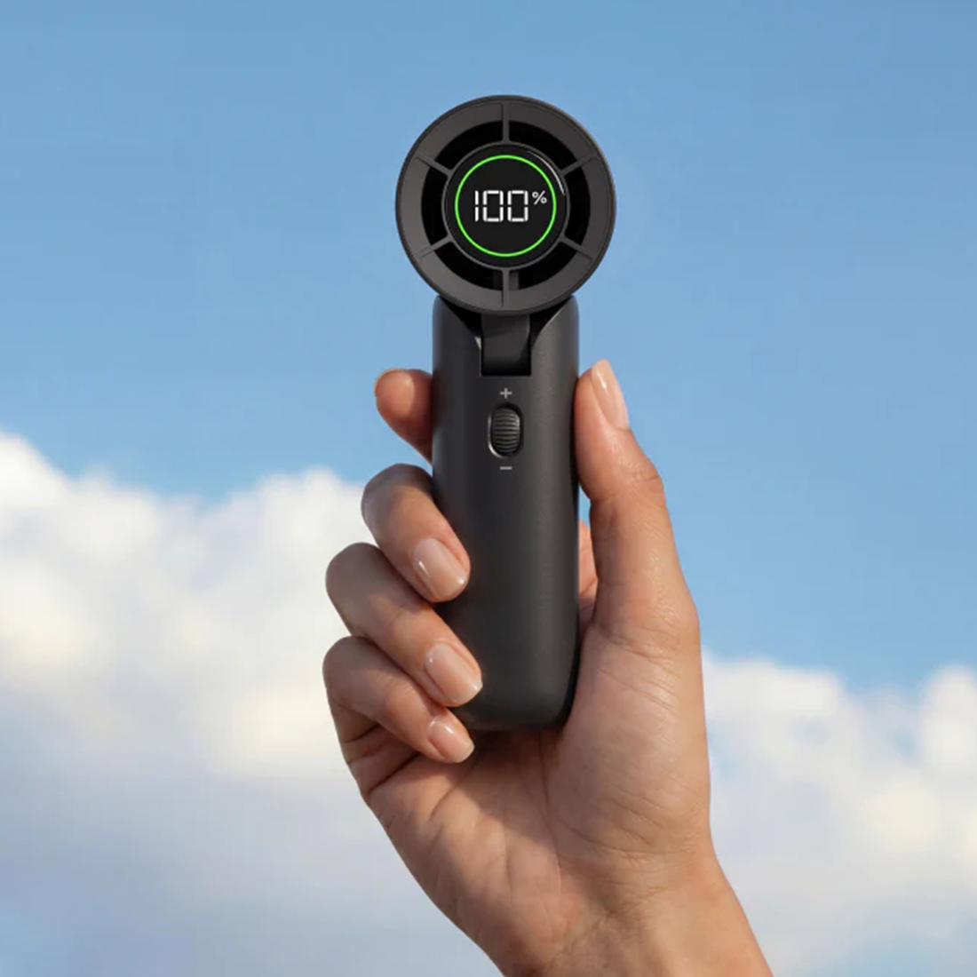 High-Speed Handheld Air Cooler, Adjustable Portable Fan With Digital Power Indicator And Pivoting Fan Head